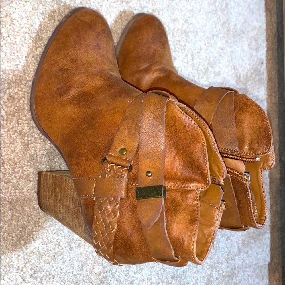 Brown heeled booties